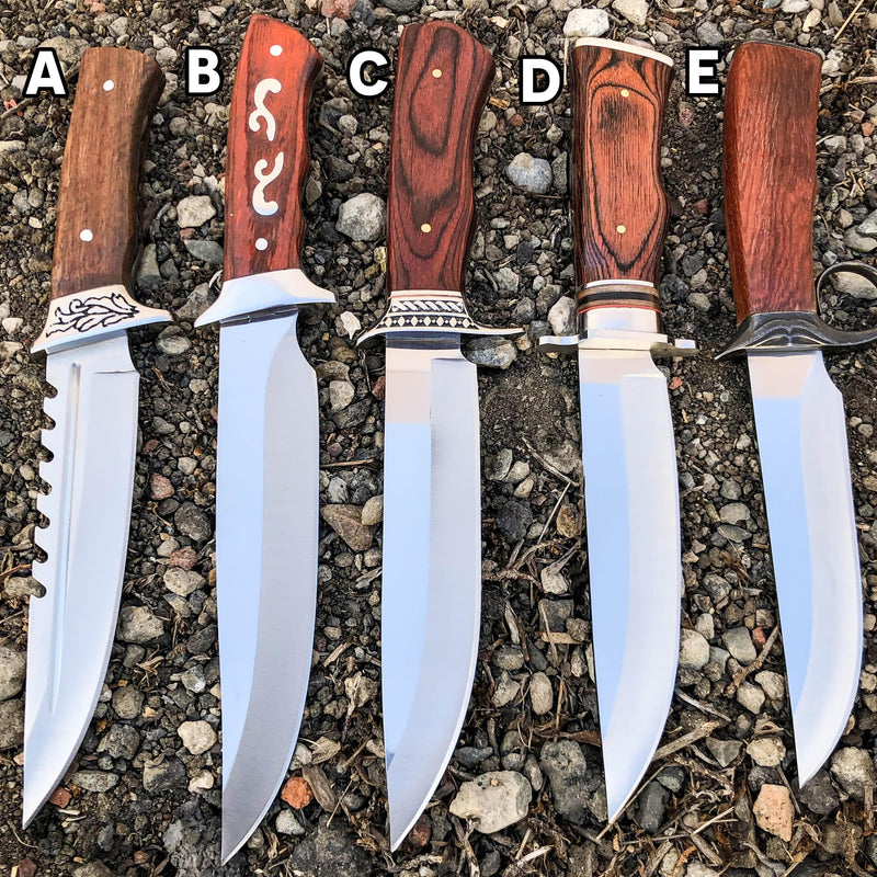 Survival Hunting Camping Fixed Blade Full Tang Bowie Rambo Knife w/ Wood Handle - BLADE ADDICT