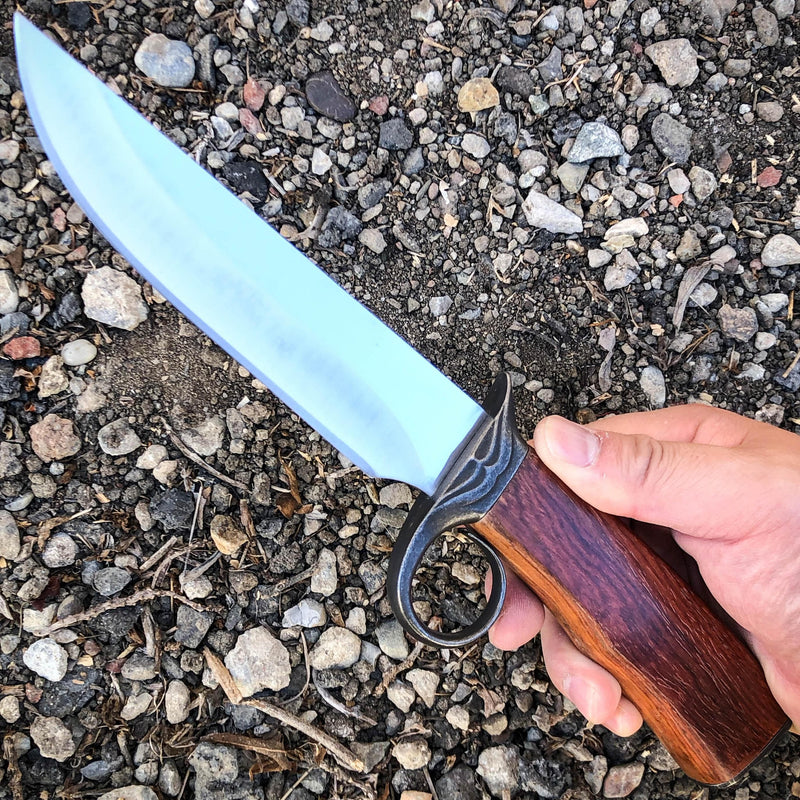Survival Hunting Camping Fixed Blade Full Tang Bowie Rambo Knife w/ Wood Handle - BLADE ADDICT