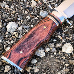 Survival Hunting Camping Fixed Blade Full Tang Bowie Rambo Knife w/ Wood Handle - BLADE ADDICT