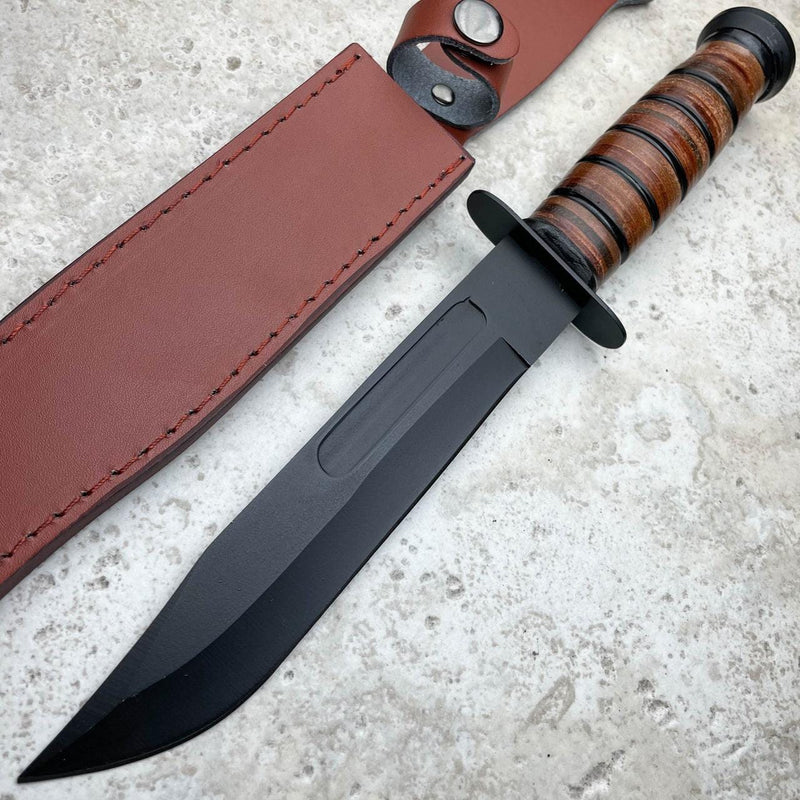 12" Military Tactical WWII COMBAT Fixed Blade Survival Hunting KNIFE w/ Sheath - BLADE ADDICT