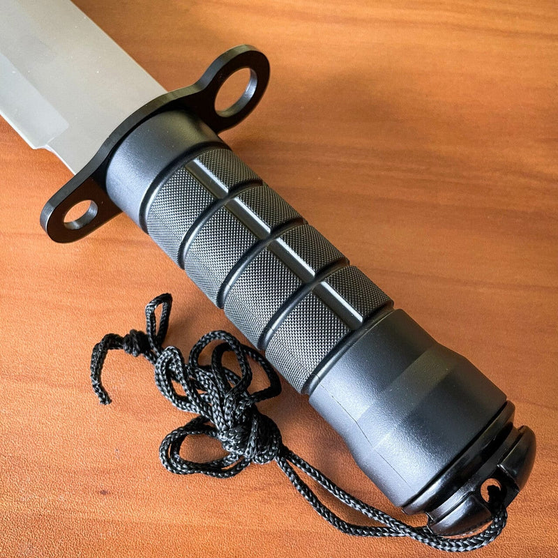 15" Tactical Hunting Rambo Fixed Blade Silver Knife Machete Bowie w Survival Kit - BLADE ADDICT