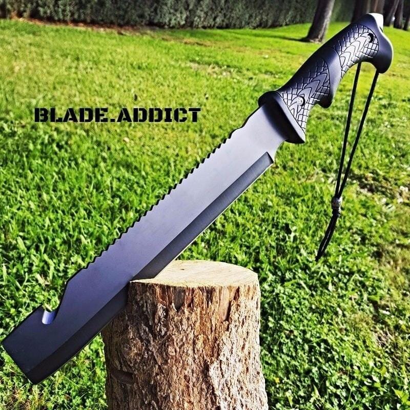 16" MACHETE GUT HOOK FIXED BLADE HUNTING KNIFE - BLADE ADDICT