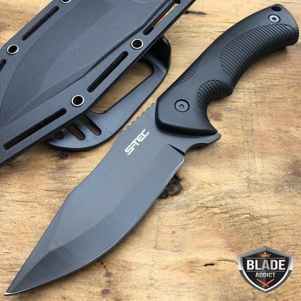 2 PC Camping Fixed Blade Tactical Combat Survival Knife w/ Sheath + Axe Hatchet - BLADE ADDICT