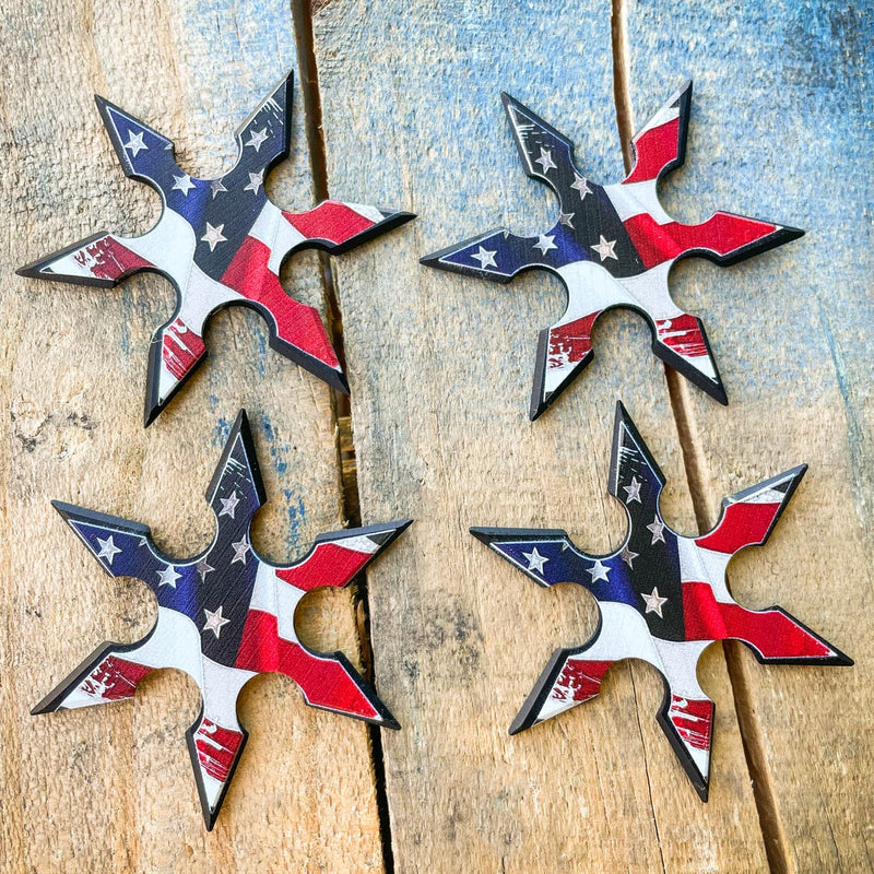 4 PCS USA FLAG THROWING STARS SET 2.5" - BLADE ADDICT