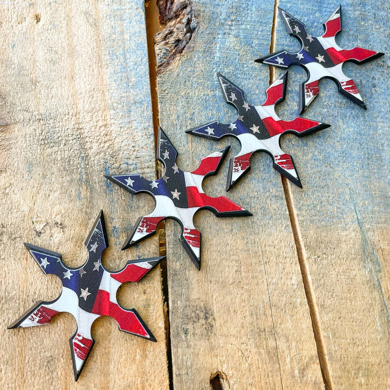 4 PCS USA FLAG THROWING STARS SET 2.5" - BLADE ADDICT