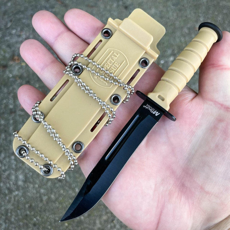6" MTECH Military Kabai Tactical Fixed Blade Combat Neck Knife w/ Chained Sheath - BLADE ADDICT