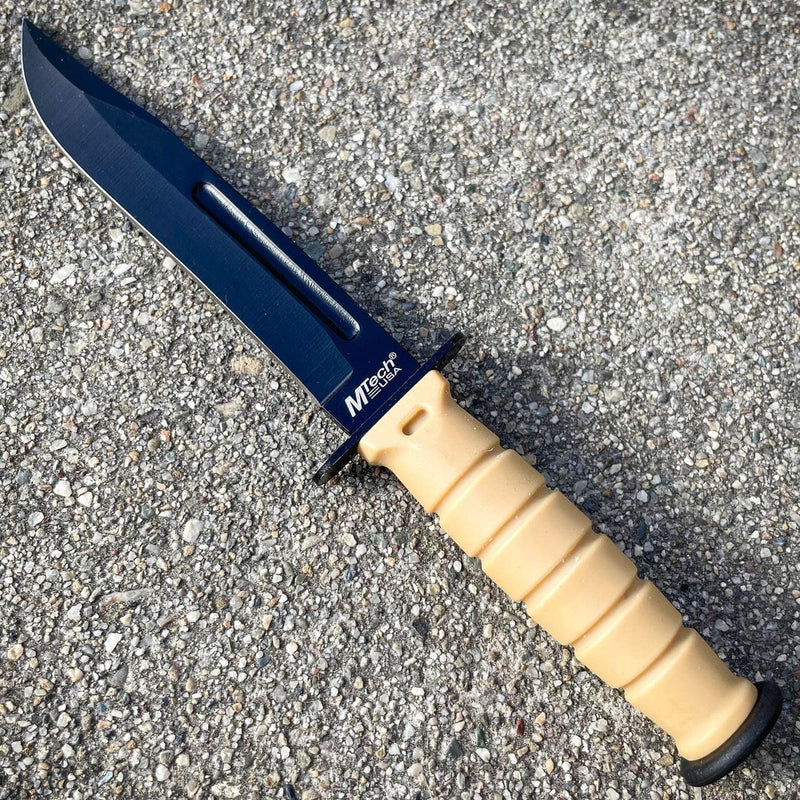 6" MTECH Military Kabai Tactical Fixed Blade Combat Neck Knife w/ Chained Sheath - BLADE ADDICT