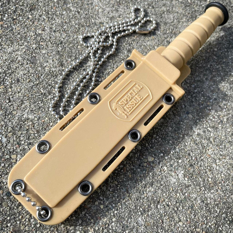 6" MTECH Military Kabai Tactical Fixed Blade Combat Neck Knife w/ Chained Sheath - BLADE ADDICT