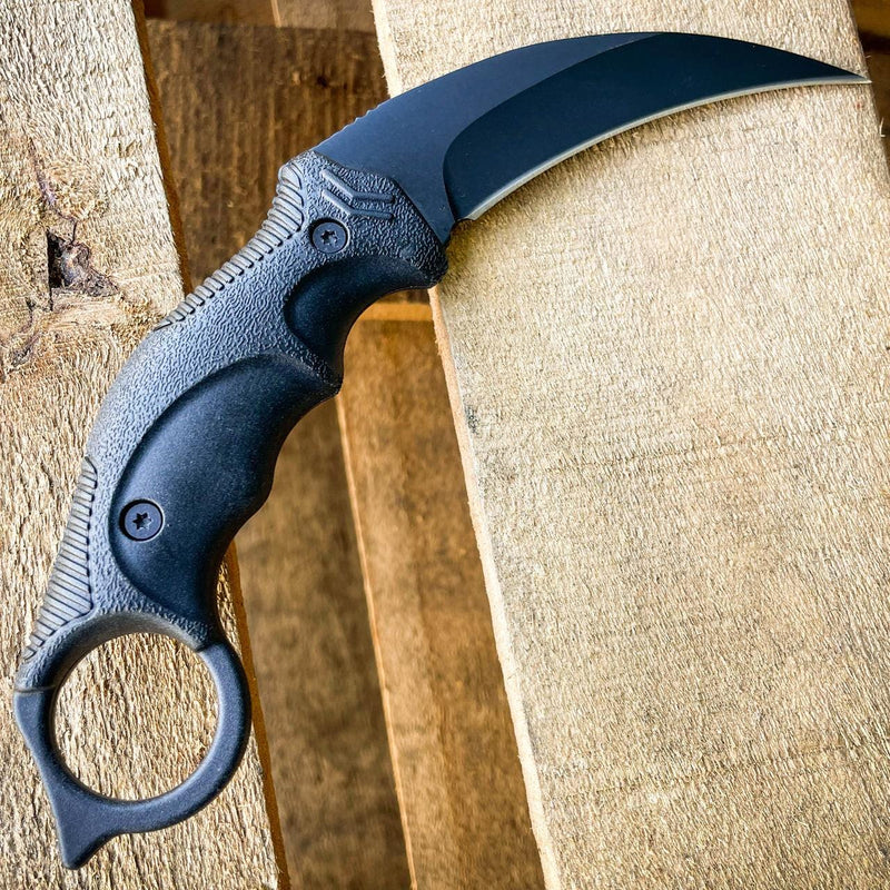 7.5" Military Tactical Hunting COMBAT Karambit FIXED BLADE KNIFE w Hard Sheath - BLADE ADDICT