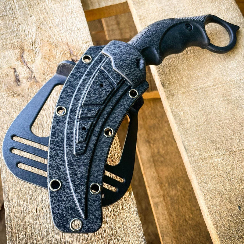 7.5" Military Tactical Hunting COMBAT Karambit FIXED BLADE KNIFE w Hard Sheath - BLADE ADDICT