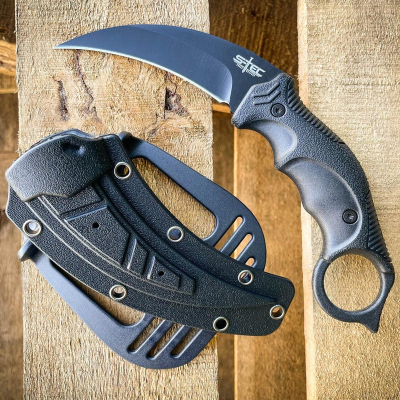 7.5" Military Tactical Hunting COMBAT Karambit FIXED BLADE KNIFE w Hard Sheath - BLADE ADDICT