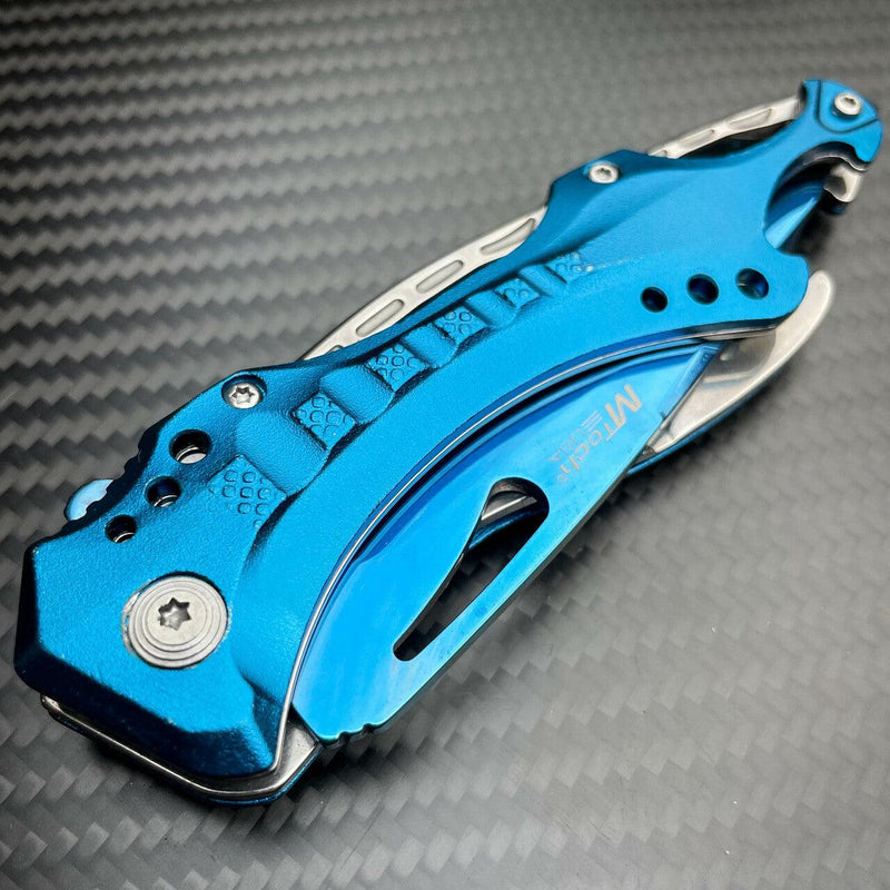 8.25" MTECH BLUE SPRING ASSISTED OPEN TACTICAL FOLDING POCKET KNIFE Blade - BLADE ADDICT