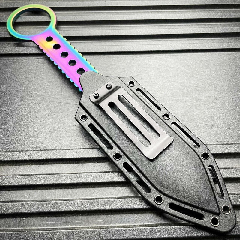 8.25" Tactical FIXED BLADE Full Tang Combat Hunting Throwing Knife w/ Sheath - BLADE ADDICT