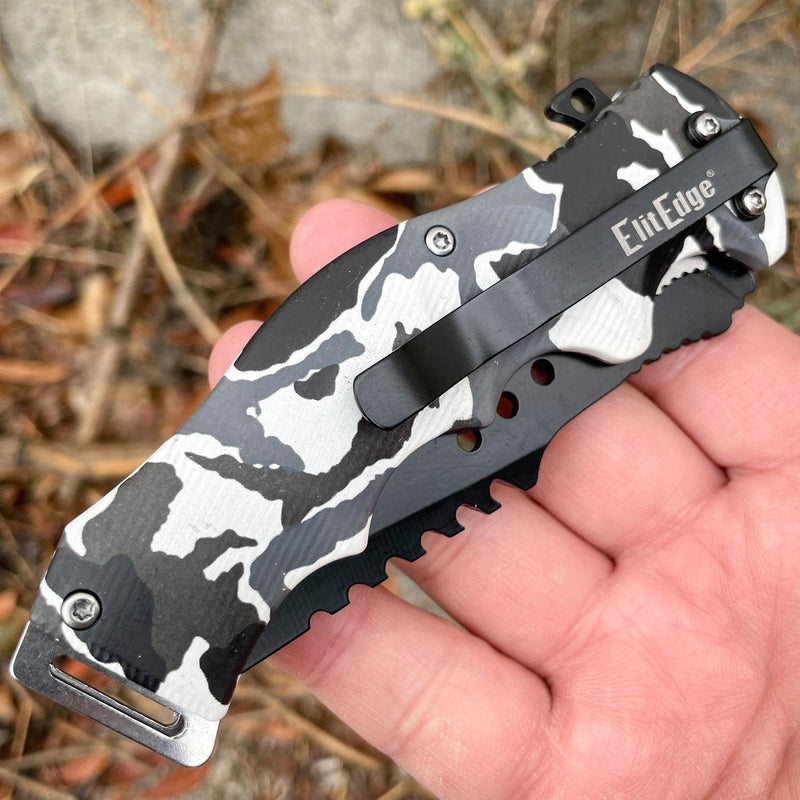 8.5" Tracker Huntsman Snow Camo Pocket Knife - BLADE ADDICT