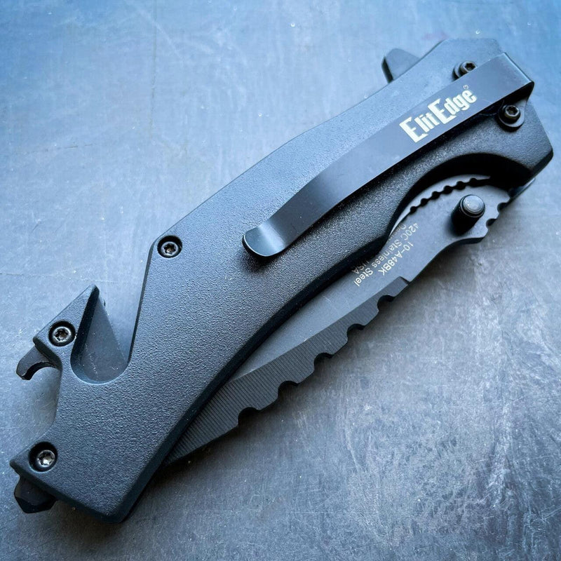 8" Military Tactical Spring Assisted Rescue Multi Tool Pocket OPEN Folding Knife - BLADE ADDICT