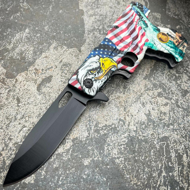 8" POLICE HAND PISTOL Gun Folding Assisted Pocket Knife - BLADE ADDICT