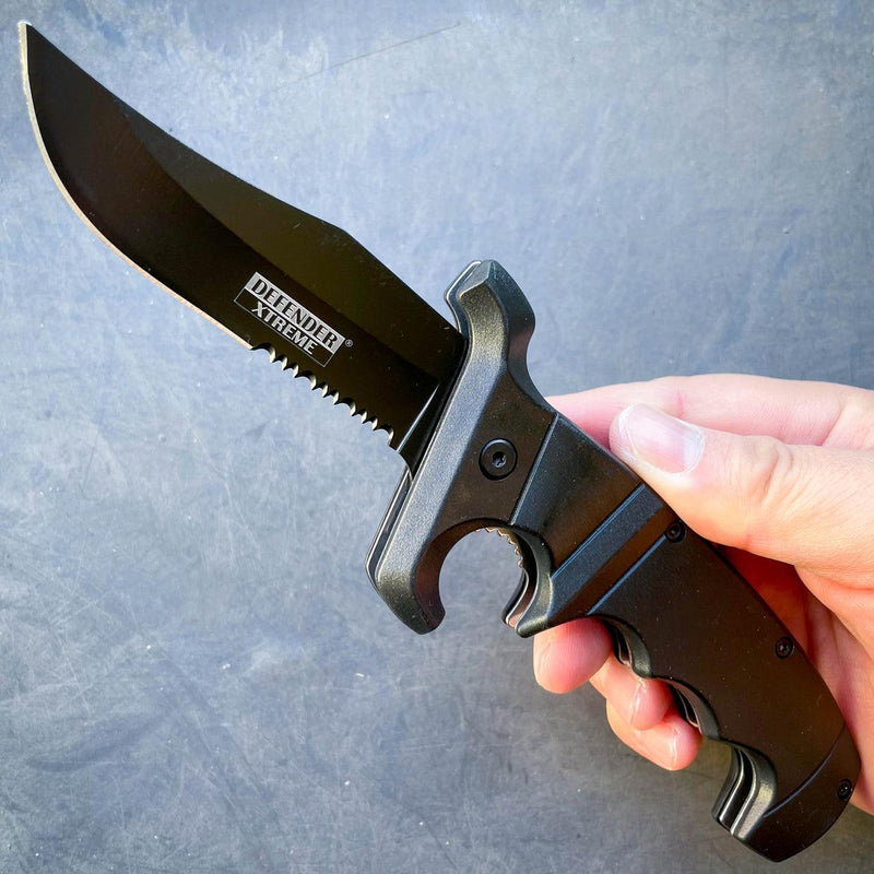 9" Outdoor Hunting Spring Assisted Open Folding Pocket Knife Bowie Style Blade - BLADE ADDICT