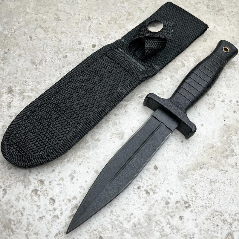 9" TACTICAL COMBAT BOOT KNIFE Survival Hunting MILITARY Fixed Blade Black - BLADE ADDICT