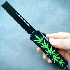 Razor Marijuana Leaf OTF Black Blade - BLADE ADDICT