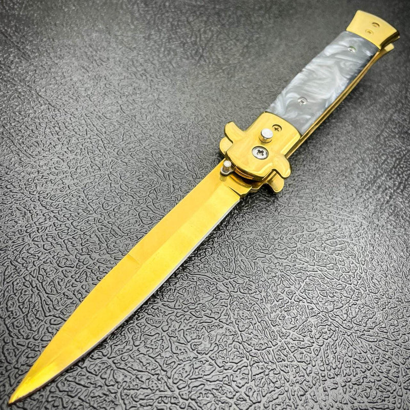 Gold Auto Italian Stiletto Black - BLADE ADDICT