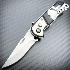 Everyday Carry Mini Covert Auto Pocket Knife Black Skull - BLADE ADDICT