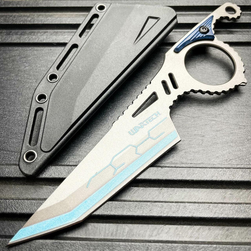 7" Tactical FIXED BLADE Full Tang Dagger Hunting Survival Knife w/ Sheath New Blue - BLADE ADDICT