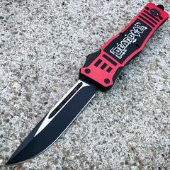 DEAD POOL DUAL ACTION OUT THE FRONT KNIFE - BLADE ADDICT