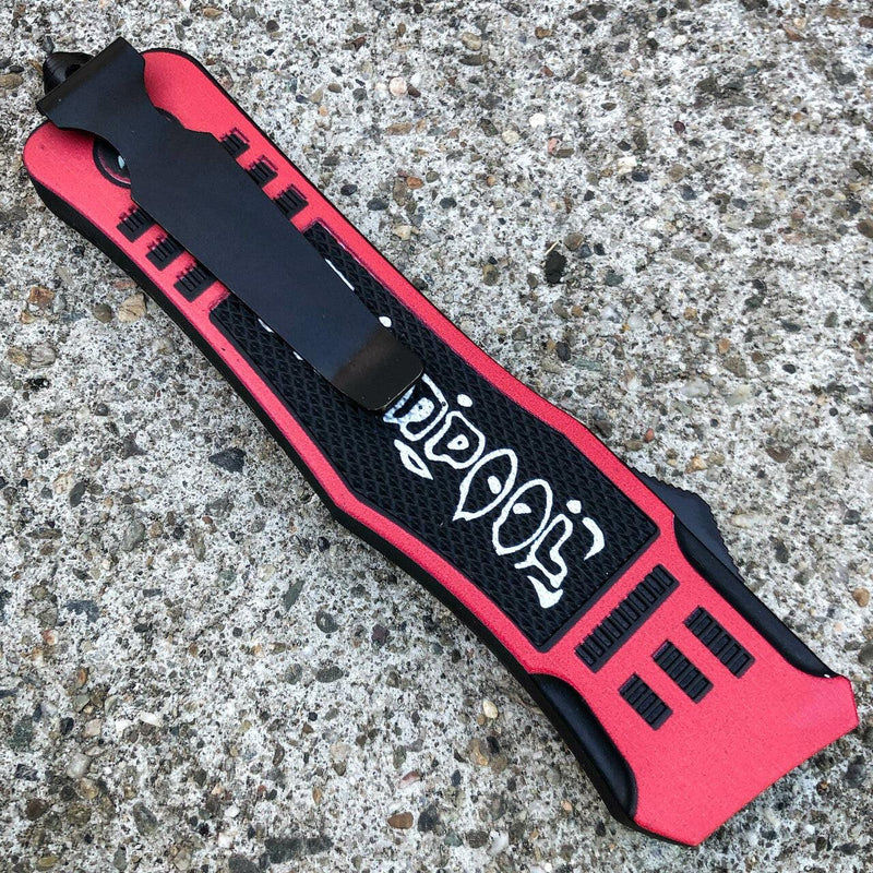 DEAD POOL DUAL ACTION OUT THE FRONT KNIFE - BLADE ADDICT