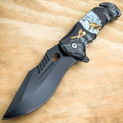 Military TACTICAL Assisted Open Pocket Folding Skull Rescue Knife Blade Eagle - BLADE ADDICT