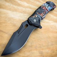 Military TACTICAL Assisted Open Pocket Folding Skull Rescue Knife Blade Indian - BLADE ADDICT