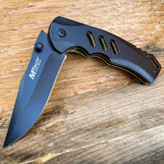 M-TECH BLACK Camping Tactical Spring Assisted Open Folding Pocket Knife Blade - BLADE ADDICT
