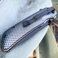 Master Carbon Fiber Drop Point Spring Assisted Opening Tactical Pocket Knife NEW - BLADE ADDICT