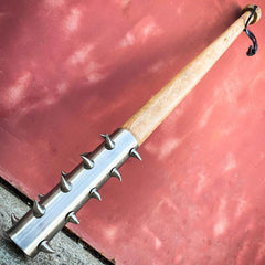 Medieval Silver Curved Spiked Barbarian Mace - BLADE ADDICT