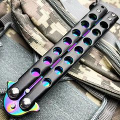 METAL High Quality Practice BUTTERFLY DULL BLADE FOLDING BALISONG TRAINER KNIFE - BLADE ADDICT
