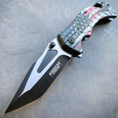 Military TACTICAL Assisted Open Pocket Folding American Flag Rescue Knife Blade - BLADE ADDICT