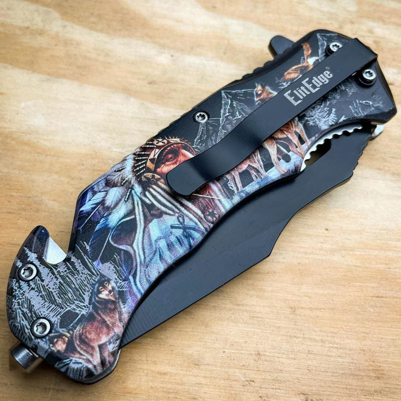 Military TACTICAL Assisted Open Pocket Folding Skull Rescue Knife Blade - BLADE ADDICT