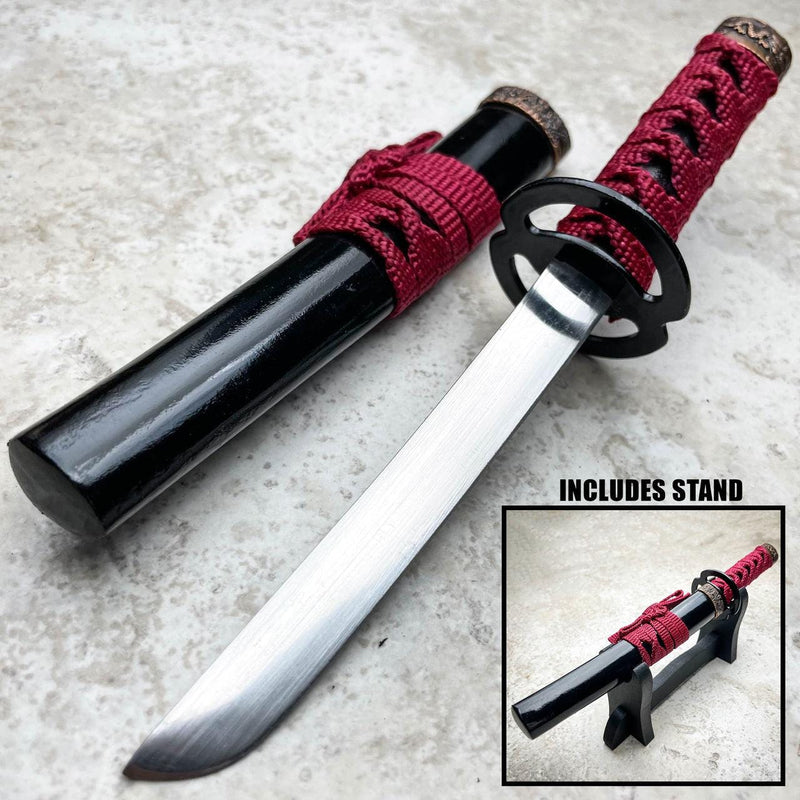 Mini Japanese Samurai Sword Fixed Blade Letter Opener Katana Knife w/ Stand NEW - BLADE ADDICT