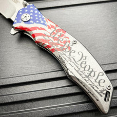 MTECH USA American Flag We The People Spring Assisted Folding Open Pocket Knife - BLADE ADDICT