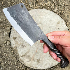 Railroad Spike Cleaver Carbon Steel Knife - BLADE ADDICT