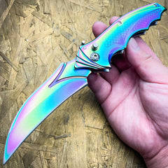 Dragon Claw Auto Switch Pocket Knife Rainbow - BLADE ADDICT