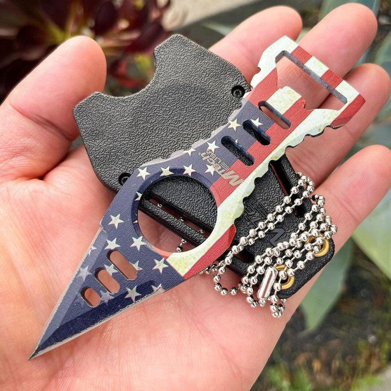 Spear Point Neck Knife USA Flag - BLADE ADDICT