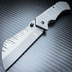 TACTICAL Spring Assisted Open Pocket Knife CLEAVER RAZOR FOLDING Blade Gunmetal - BLADE ADDICT