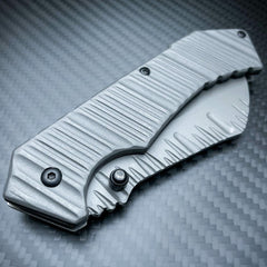 TACTICAL Spring Assisted Open Pocket Knife CLEAVER RAZOR FOLDING Blade Gunmetal - BLADE ADDICT