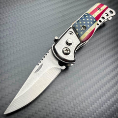 Everyday Carry Mini Covert Auto Pocket Knife USA Flag - BLADE ADDICT
