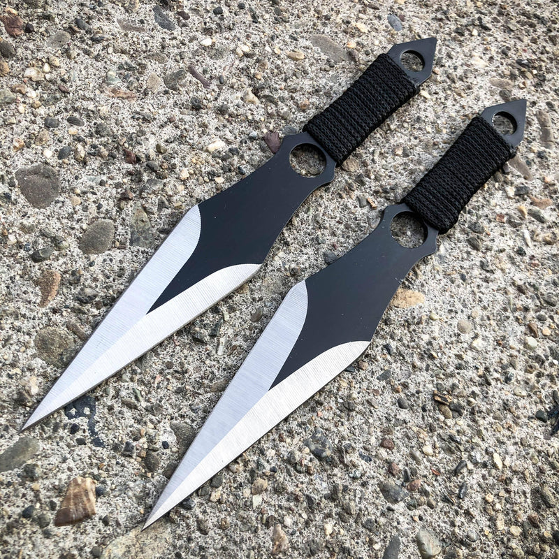 27" Ninja Machete Sword Tactical Fixed BLADE w/ 2 Throwing Knife + Sheath Set - BLADE ADDICT