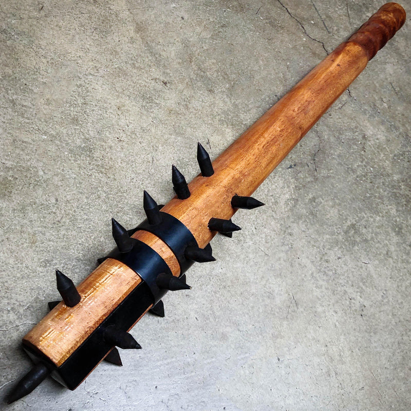 Medieval 22" Mace War Club Wood +1" Metal Spikes | Modern Home Defense Equalizer - BLADE ADDICT