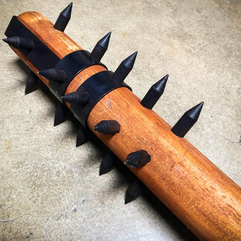 Medieval 22" Mace War Club Wood +1" Metal Spikes | Modern Home Defense Equalizer - BLADE ADDICT