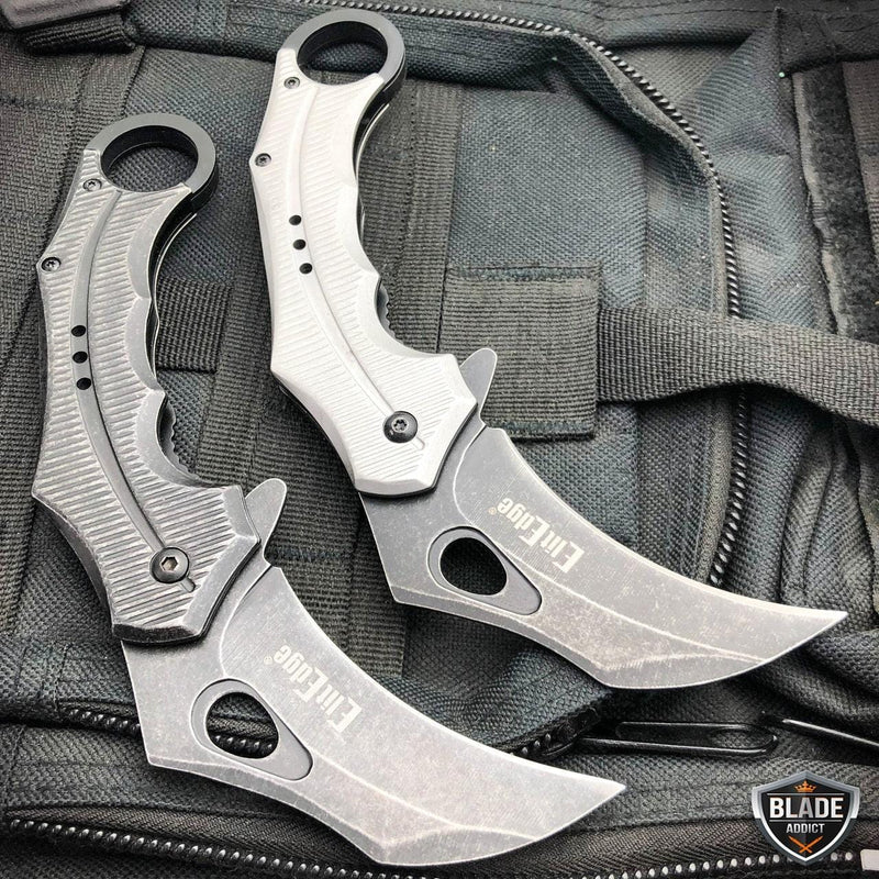 7.5" Heavy Duty Karambit Claw Hawkbill Folding Pocket Knife - BLADE ADDICT