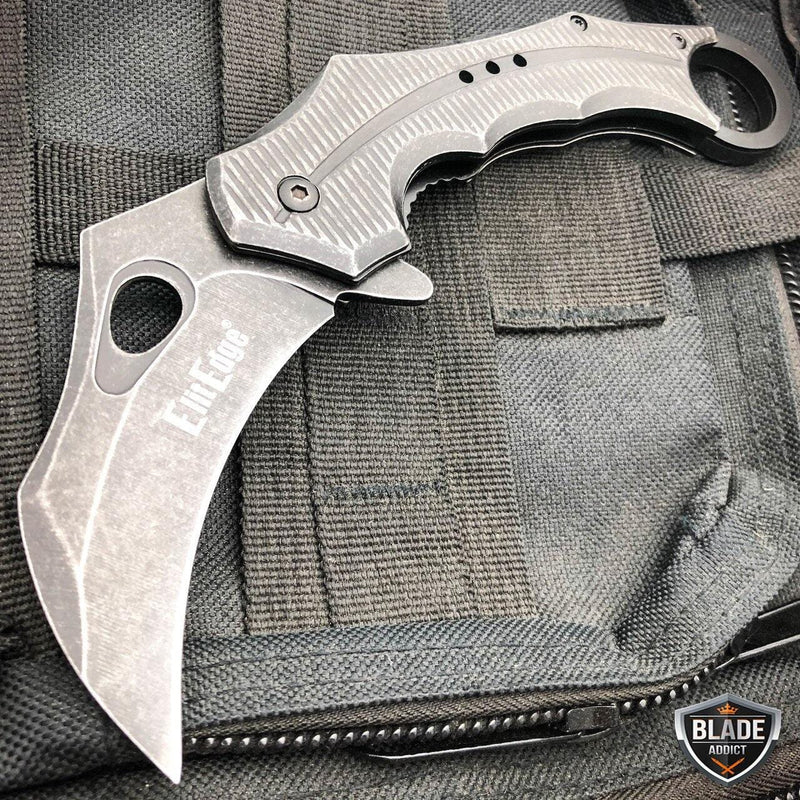 7.5" Heavy Duty Karambit Claw Hawkbill Folding Pocket Knife - BLADE ADDICT