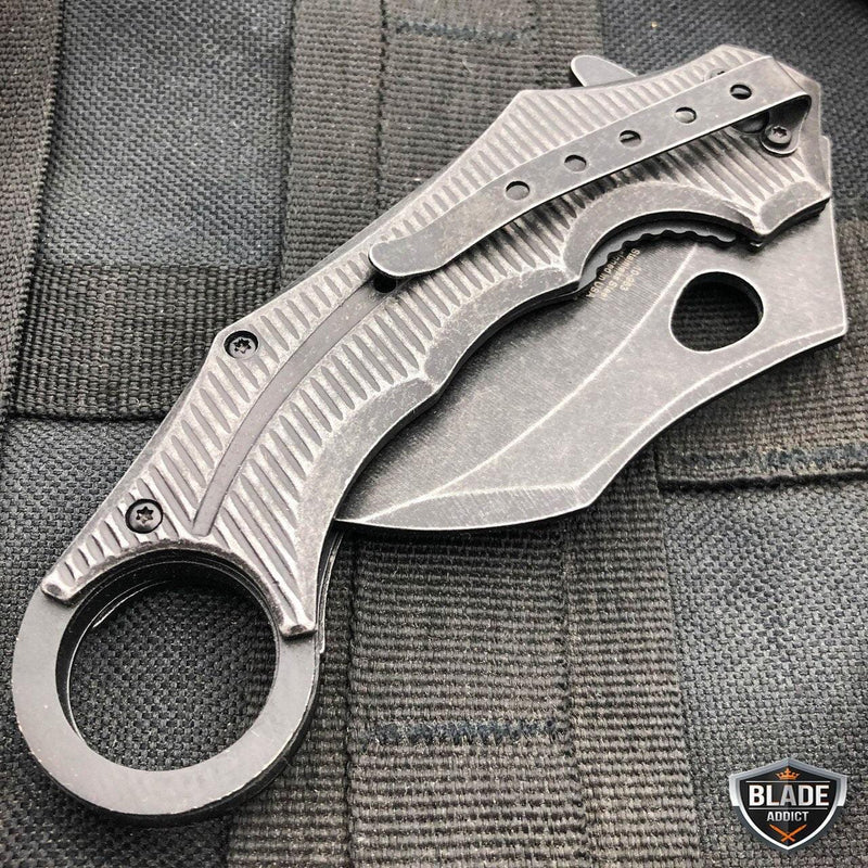 7.5" Heavy Duty Karambit Claw Hawkbill Folding Pocket Knife - BLADE ADDICT